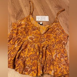 Patrons of Peace Yellow Pattern Crop Tank